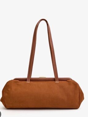Clare V Yvette baguette in hazelnut suede